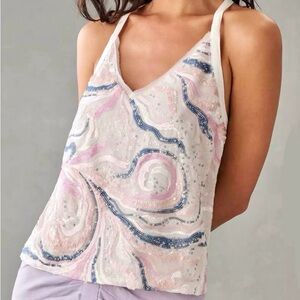 🥂NWT Anthropologie Tiny Sequin Tank M🍾